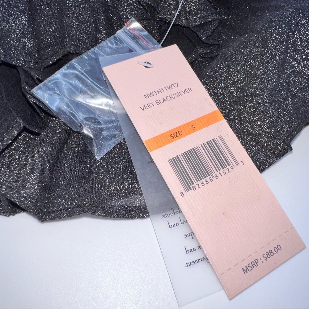 Nanette Lepore Sleeveless Accordion Pleat Black/Silver Metallic Blouse Size S - Picture 7 of 10